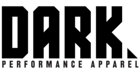 Logo of DARK Performance Apparel with bold black text on a white background