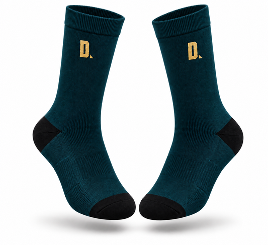 1 of 1 Solid Green n gold socks